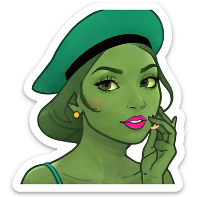 Girl wearing makeup sticker