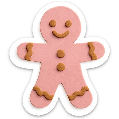 paper craft style pink gingerbread man sticker