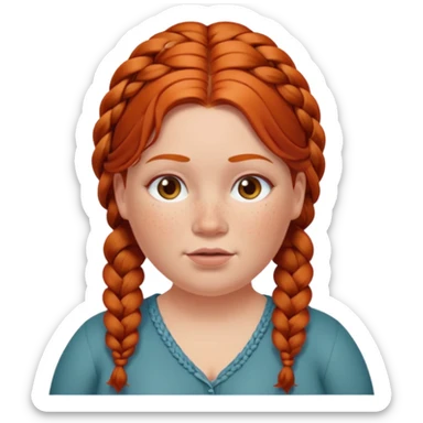fat redhead woman with braided hair sticker