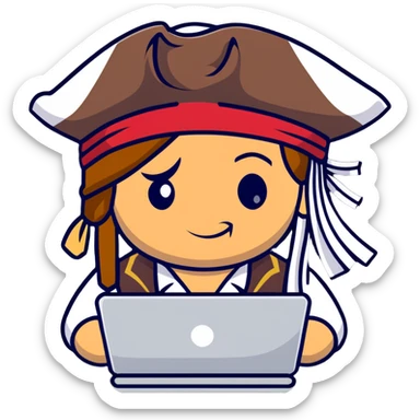 Captain Jack Sparrow as a serious coder sticker