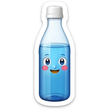 emoji with a white lid and a blue bottle sticker