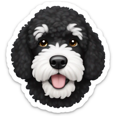 Black bernadoodle with white around mouth and big white eyebrows  sticker