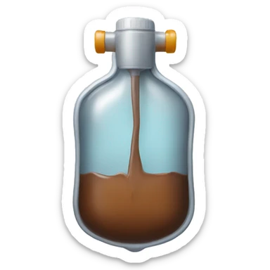 An IV bag filled with brown liquid. sticker