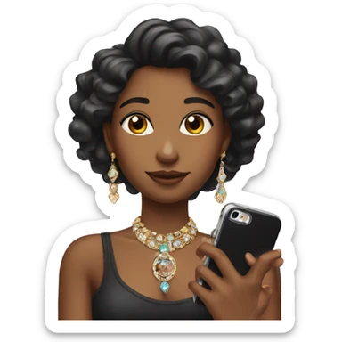 girl with phone and jewelry sticker