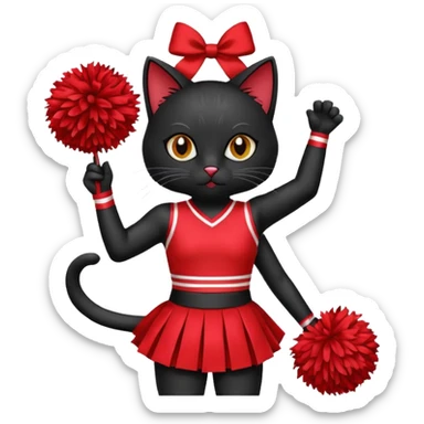 cheerleading black cat with pom pom sticker