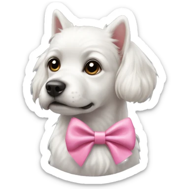 White dog wearing pink bow sticker