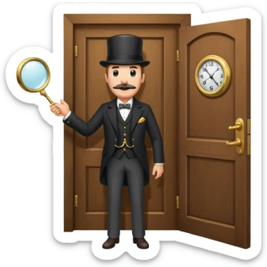 emoji of a gentleman with moustache and monocle standing nearby door welcoming you sticker
