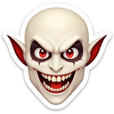 Vampire with large prominent fangs sticker