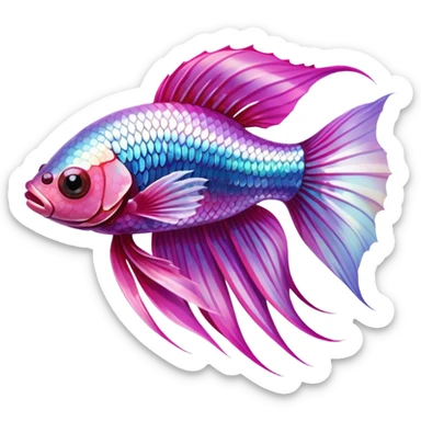 pink and white betta fish facing left sticker