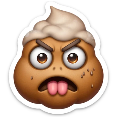 angry poop emoji, eyes bulging, steam from head sticker