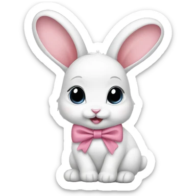Baby bunny with coquette bow on ear sticker