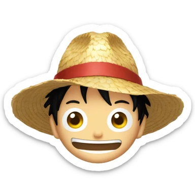 crea un emoji de luffy con sombrero de paja sticker