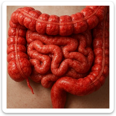 intestino umano anatomico realistico infiammato iperrealistico 4k sticker