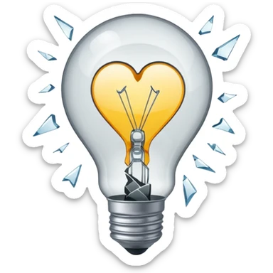 a broken light bulb is like a broken heart sticker