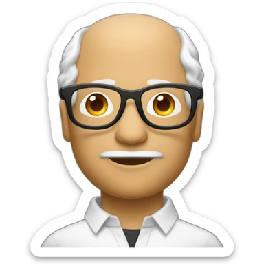 Viel homme mi-chauve cheveux courts blancs, avec lunettes tondes sticker