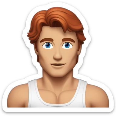 Alain Delon young bodybuilder blue eyes red hair sticker