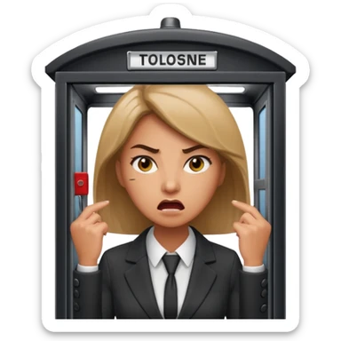 Telephone booth with angry woman inside sticker
