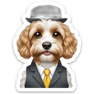 cavapoo in business attire sticker
