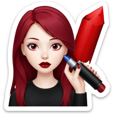 Girl with long red and black hair black outfit sticker