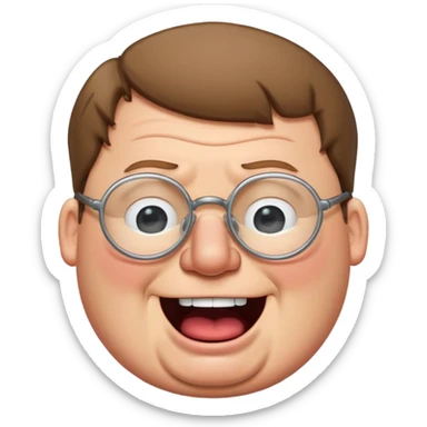 cartoon peter griffin with glasses as a laughing crying emoji in family guy art style sticker