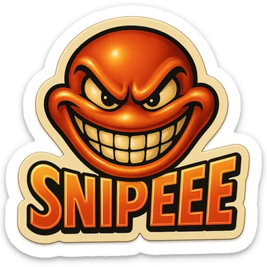 grin EVIL LOOk , Make it say "SNIPEEE" sticker