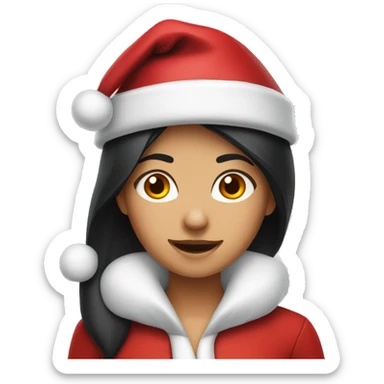 Black haired Santa hat girl  sticker