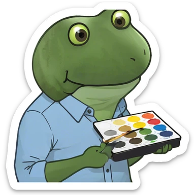 in a bob ross costume sticker