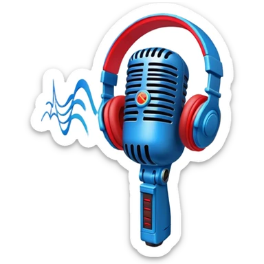 Create a dynamic and energetic emoji that represents beatboxing. The design should feature a microphone with soundwaves or rhythmic beats emanating from it, symbolizing the vocal percussion and rhythm of beatboxing. Add subtle elements like headphones or a beat pattern to reflect the technicality and creativity involved. Use bold, vibrant colors like neon blue, red, and yellow to convey the energy and street culture of beatboxing. The background should be transparent. sticker