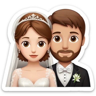 Brown hair bride and groom sticker
