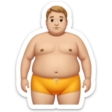 Fat man in tight swimming trunks  sticker