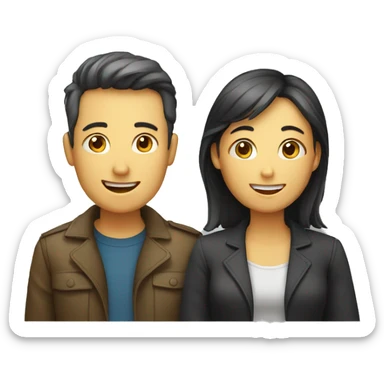 two people, a male and a female, chatting sticker
