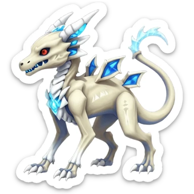Skeletal Evil Shiny Glowing Cubone-Sergal-Vernid-Marowak-Zoroark-Anubis-Wendigo-Fakémon-hybrid-creature (full body), 4 legs sticker