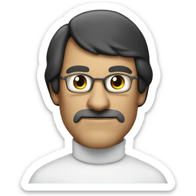 broccoli man that looks like steve jobs, black turtle neck  sticker