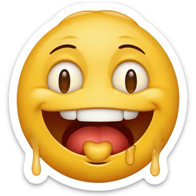 yellow emoji with dead eyes and drooling sticker