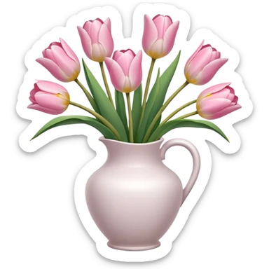Light pink tulips in white vase sticker