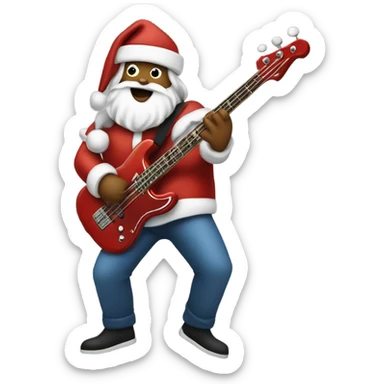 Santa playing a bass guitar  sticker