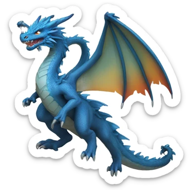 dragón azul escupiendo fuego sticker