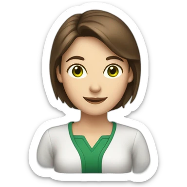 Teacher woman with brown hair and green eyes happy  sticker