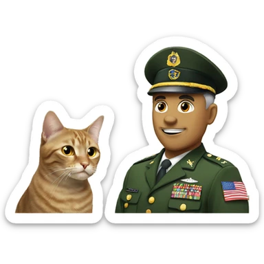 cat against military guy sticker