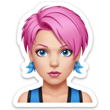 P!nk Singer with pink hair, blue eyes sticker
