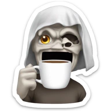 askull drinking coffee emoji sticker