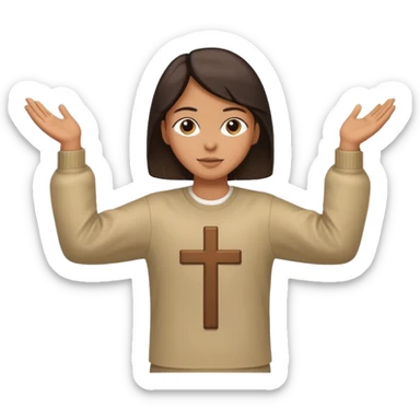 Una persona con los vrazos estirados hacia ambos lados vestido y en forma de cruz sticker