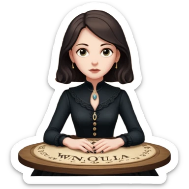 Sarah winchester, the Winchester fortune heiress, sitting att a ouija board sticker