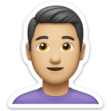 an asian man with mi short hair sticker