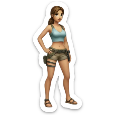 lara croft with beach clothes sticker