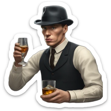 Tommy shelby peaky blinders drinking whisky realistic sticker