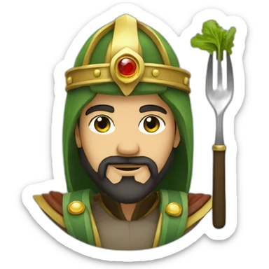 Saladin with gem in the left hand and salad in the right hand sticker