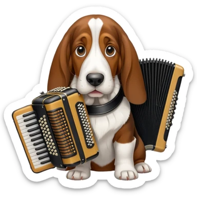 bassethound with black  accordeon sticker