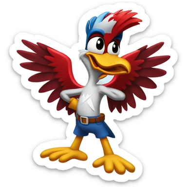 woody woodpecker with broken leg sticker
