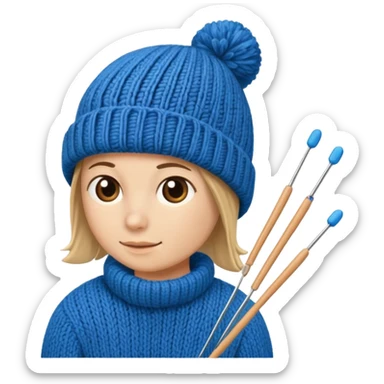  beanie hat with knitting needles sticker